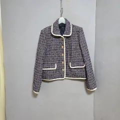 ジーカット チェック柄 小さめカラージャケット 55 n9602