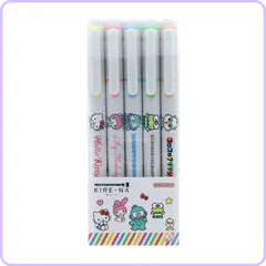 サンリオキャラクターズ KIRE-NA キレーナ 5色セット ベーシック S4732065 サンスター文具 パイロット 限定 蛍光ペン 蛍光マーカー 速乾 ガイド付きでキレイに線が引ける ハローキティ マイメロディ ハンギョドン