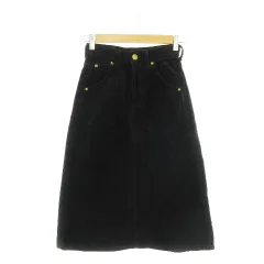 リー LEE スカート コーデュロイ 台形 タイト ミモレ ロング 太畝 小さいサイズ XXS 黒 ブラック /AH6