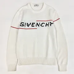 7L22 GIVENCHY ジバンシィ 長袖ニットセーター  コットンニット トップス 胸元ロゴ ホワイト コットン100％ メンズo07tのサムネイル