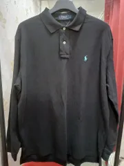 7/17 ポロラルフローレン ブラック 長袖 ポロTシャツ XL