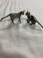 L)インテリア　置き物 小物 オブジェ  猫 ネコ 2体セット