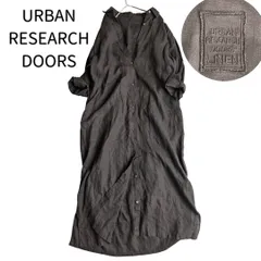 【URBAN RESEARCH DOORS】アーバンリサーチドアーズ 麻100% リネン バックタックシャツワンピース 長袖 濃茶 濃いブラウン フリーサイズ