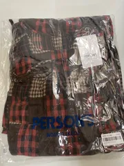 A【A21-95】◇ PERSON'S  Lサイズ　チェックガーゼリボンワンピース　テラコッタ　赤色