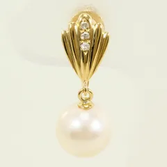 K18YG イヤリング(片耳) パール（真珠） ダイヤモンド 総重量約1.4g レディース