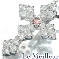 ダイヤモンド 0.27ct ピンクダイヤモンド ホワイトゴールド K18WG クロスペンダントネックレス 中古 プレラブド 返品OK