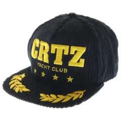 Corteiz (コーテイズ) Soho Yacht Club Corduroy Cap ロゴ刺繍 コーデュロイキャップ 帽子 ブラック