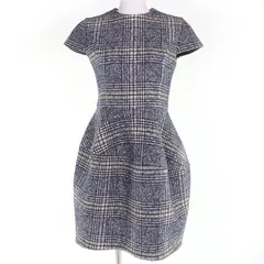 極美品☆YOKO CHAN ヨーコチャン 2020年製 YCD-620-657 グレンチェック ツイードバルーンドレス ワンピース ネイビー系 38 正規品 極美品☆YOKO CHAN ヨーコチャン 2020年製 YCD-620-657 グレンチェック