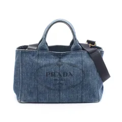 プラダ PRADA トートバッグ DENIM CANAPA カナパ 1BG642 インディゴブルー デニム 2wayカナパトート レディース Used B
