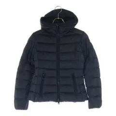 MONCLER (モンクレール) 18AW TETRAS テトラ ワッペンロゴ ラムレザー切り替え フーデッド ジップアップ ダウンジャケット ブラック レディース D20934580185 54155