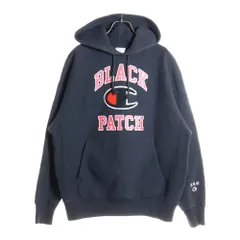 CHAMPION (チャンピオン) ×BLACK EYE PATCH ブラックアイパッチ リバースウィーブ フーデッド スウェット シャツ プルオーバーパーカー ブラック C8-W132 C8-W132