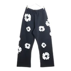 DENIM TEARS (デニムティアーズ) COTTON WREATH SWEATPANTS コットン フラワー スウェットパンツ ブラック/ホワイト