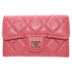 CHANEL (シャネル) ココマーク マトラッセ コインケース カードケース ピンク キャビアスキン シルバー金具