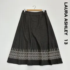 LAURA ASHLEY ローラアシュレイ☆刺繍可愛いロングスカート 13号 ウール ブラウン