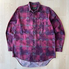 COLOURS 香港製 紫赤 チェック柄シャツ