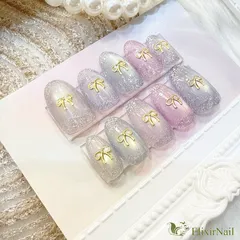 【現品】ネイルチップ　キラキラ　カラフル　リボン
