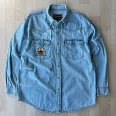 Perruzo Blues ペルーゾブルース 香港製 ロングブーツ 刺繍 デニムシャツ レトロ デザインシャツ