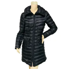 美品★MONCLER・モンクレール ZEIA レディース ブランドロゴタグ 4ポケット付き ナイロン ダブルジップ ダウンコート(1/M相当)レディースダウンジャケット 冬物 ブランド ジャケット コート ブラック カジュアル