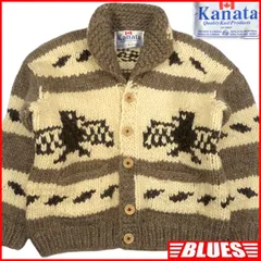 カウチンセーター kanata ニット XXL カナダ製 カナタ 鷲 サンダーバード ハンドニット ウール 茶 ベージュ 生成り カウチンセーターサイズXXL一覧←SEULB屋着古← JJ1496のサムネイル