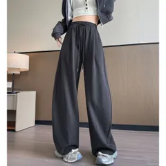 スウェットパンツ ワイド バレル ウエストゴム カーブ 無地 レディース 大きいサイズ 楽ちん スタイリッシュ ダボパン トレンド ストリート