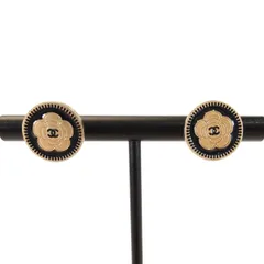 CHANEL シャネル カメリア 花柄 ピアス ゴールド×ブラック 管理番号：10516