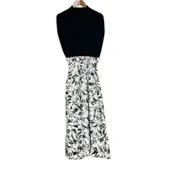 良品 22AW SNIDEL スナイデル リブニット切替 ワンピース サイズ0 ブラック ホワイト レディース 古着 中古 USED