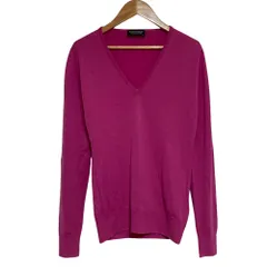 美品 JOHN SMEDLEY ジョンスメドレー Vネック ウールニット サイズS ピンク レディース 古着 中古 USED