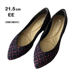 【DIANA/ダイアナ】訳あり WELL FIT ウェルフィット ローヒール フラット系 パンプス レース素材 総柄 ピンク ネイビー 紺 ガーリー（中古・訳あり）
