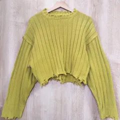 【GRL】グレイル ロールアップショート丈リブニットトップス　古着　フリーサイズ　レディース