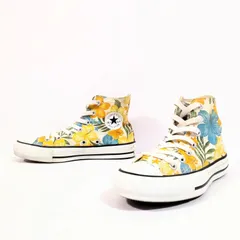 おしゃれデザイン◎【CONVERSE】コンバース スニーカー ハイカット シューズ ALLSTAR 1CJ306 定番 大人気 シンプル ロゴ ライン カジュアル おしゃれ 花柄 ベージュ イエロー 黄色 オレンジ レディース 22.5cm /M39679HH