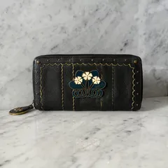 ANNA SUI アナスイ 長財布 ラウンドファスナー ブラック 黒 本革 レザー ゴールド 金