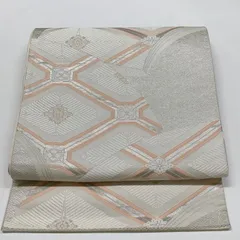 ［6304］袋帯 御天井柄 銀彩 シルバー 六通 正絹 着物 フォーマル