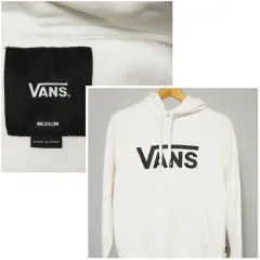 VANS ヴァンズ 白 ビックロゴ フード付きTシャツ レディース 95サイズ