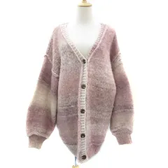 カスタネ Kastane カーディガン ロング丈 Vネック 厚手 F ピンク /YM41