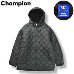 【極暖】 チャンピオン Champion フーデット キルティング ジャケット ウィンドブレーカー ジャンパー 中綿 4L グレー ストリート カジュアル ウェア ルーズ ビッグシルエット オーバーサイズ メンズ