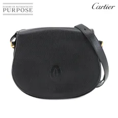 美品 カルティエ Cartier マストライン ショルダー バッグ レザー ブラック ゴールド 金具 Must Line Shoulder Bag 90305731