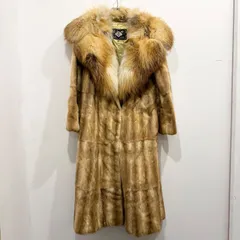 フォックスファー 女優襟 毛皮コート 孔翔 ベージュ サイズ36 【送料込み】