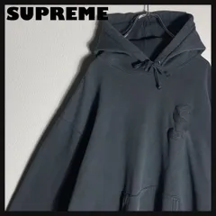 【絶妙な色落ち】SUPREME 後染めパーカー Sロゴ 刺繍 グレー XL