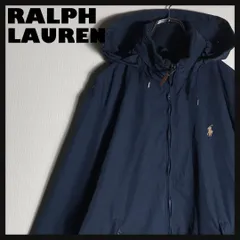RALPH LAUREN ジャケット ジップブルゾン 刺繍 フード収納可 紺