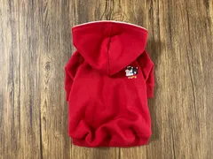 ハンドメイド　犬服　フード付きラグラン/レッド　フレブル