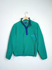 90s patagonia Synchilla（シンチラ） スナップ-T グリーン/PURPLE パープル USA