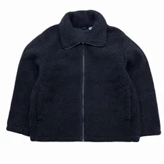ユニクロ フリースジャケット メンズ XXL チャコールブラック ボア シンプル 定番 ビッグシルエット
