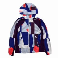 アンダーアーマー ナイロンジャケット レディース SMサイズ ルーズ パッチワークデザイン パープル グレー パーカー シンプル 薄手