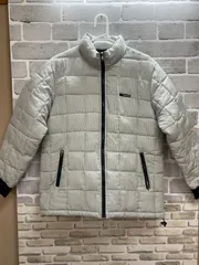 A【A21-99】◇ Converse Lサイズ　ダウンジャケット　シルバー　チェック柄