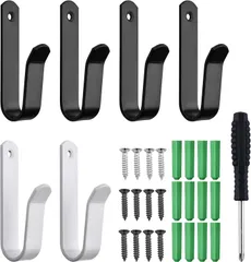 SPEEDWOX 6PCSスノーボードストレージスケートボードウォールマウントディスプレイラック ハンガー サーフボード ブラックメタルスノーボード壁掛けクリップ 頑丈ガレージ収納 水平スノーボード壁取り付けクリップ (ブラック)