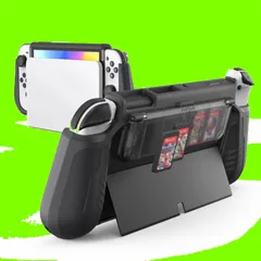 OLED用 ケース スイッチ OLED用 カバー 有機EL用 ケース ドキング可能 TPU Switch グリップ ゲームカード付き クリア 保護ケース PC材質 人間工学 全面保護 耐衝撃 着脱簡単 特許取得設計 KIWIHOME Switch用 アクセサリ