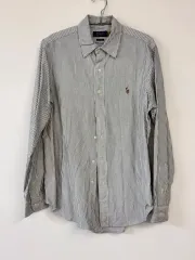 ポロ オックスフォード ストライプ シャツ グレー