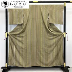 小紋 ストライプ 縦柄縞模様 よれ縞 桜 桑色 縮緬 K-3857