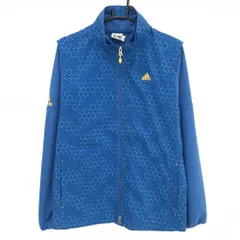 【新品】アディダス 3WAYジャケット ブルー×白×ネイビー ベスト部分総柄  メンズ O/XG ゴルフウェア adidas