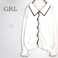 グレイル♡GRL【M】カーディガン風ニットトップス 襟付きブラウス 可愛い フェミニン